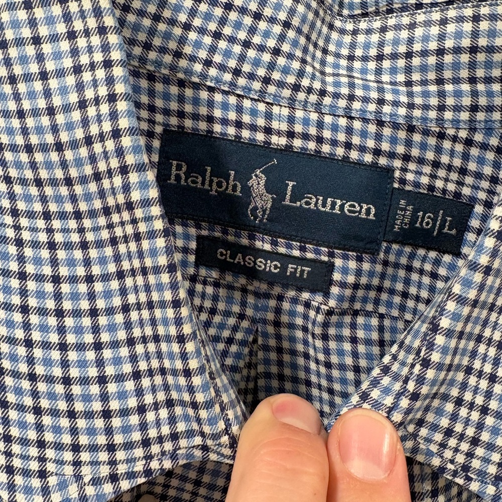 Ralph Lauren Men's Navy Checkered Shirt - Picture 2 of 2